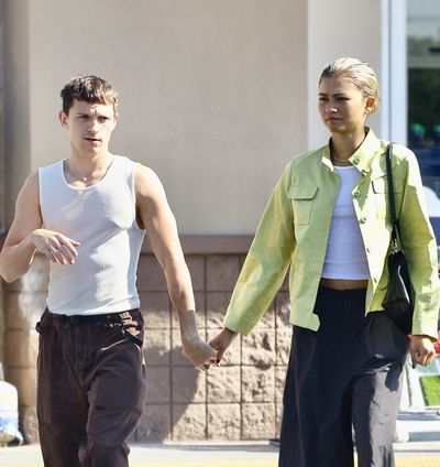 Zendaya and Tom Holland Return to Los Angeles Wearing Matching Basic White Tank Tops