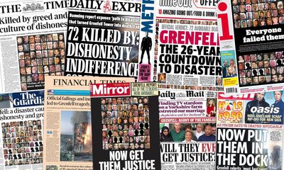 ‘Everyone failed them’: what the papers say on report into deadly Grenfell Tower fire