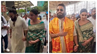 Pregnant Deepika Padukone and Ranveer Singh arrive barefoot at Siddhivinayak temple with their families to seek blessings ahead of baby's arrival – WATCH