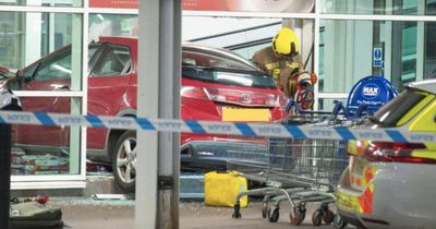 Car crashes into Greenock Tesco smashing through large glass entrance