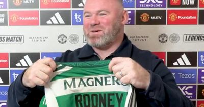 Man Utd legend Wayne Rooney presented with Celtic shirt as he admits transfer wish