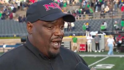 Northern Illinois Coach Gives Stirring, Tearful Interview After Upset Win vs. Notre Dame