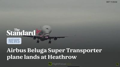 Unusual whale-like Airbus BelugaXL plane makes rare stop at Heathrow Airport