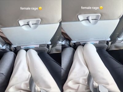 Middle-seat plane passenger shares ‘rage’ over two men ‘manspreading’ next to her