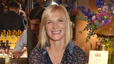 Jo Whiley's dungarees are the ultimate cool girl autumn staple - we love her laid-back styling