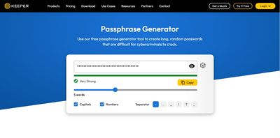 Keeper Security passphrase generator capability is now available on mobile devices