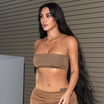 Kim Kardashian Revives Her Naked Shoe Trend Obsession With Sky-High Pleaser Pumps and a Bandeau Bra