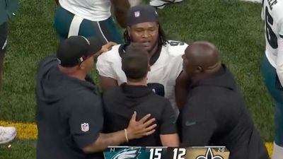 Jalen Carter Had to Be Held Back by Coaches While Celebrating Eagles' Win Over Saints