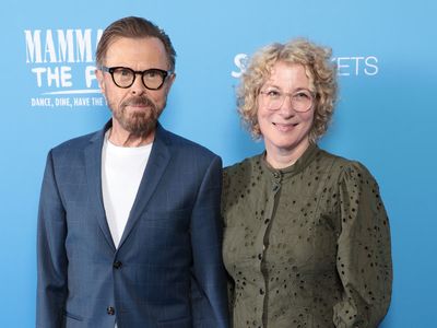 Abba’s Björn Ulvaeus marries partner Christina Sas in ceremony officiated by Sandi Toksvig