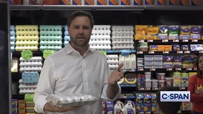 JD Vance Complains About $4 Eggs While Standing In Front Of $3 Eggs