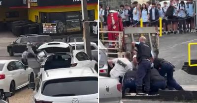 Charges over horror pursuit: school kids watch on as police make arrest