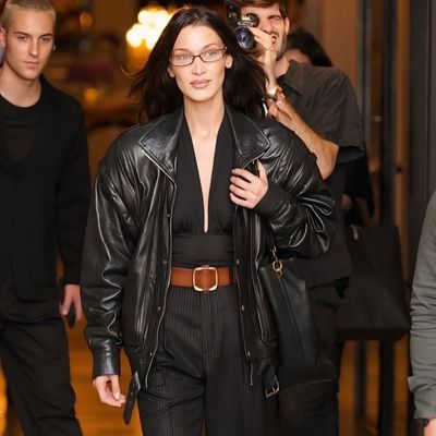 Bella Hadid Endorses the Editor-Favorite Bomber Jacket Trend at Paris Fashion Week