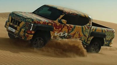 The Kia Tasman Pickup Looks Tough Tackling Sand Dunes