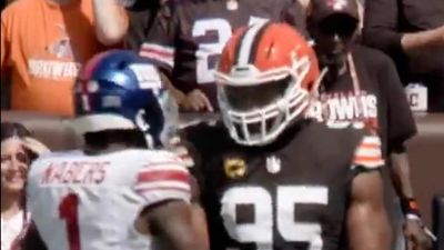 Mics Caught Malik Nabers's Very Wholesome Reply to Myles Garrett’s Mid-Game Compliment