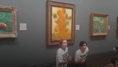 Just Stop Oil eco-activists jailed for throwing soup at Van Gogh's Sunflowers