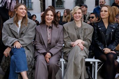 Natalie Portman, Greta Gerwig, Maria Sharapova and more sit in the rain to support Stella McCartney at Paris Fashion Week