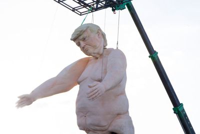 What about crowd size? 43ft nude Trump statue erected along Las Vegas highway