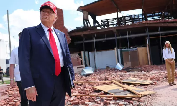 Trump visits hurricane-ravaged Georgia and makes false claims about Biden