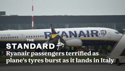 Ryanair passengers terrified as plane's tyres burst as it lands in Italy