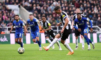 Fabian Schär on target for Newcastle to deny AFC Wimbledon’s defensive efforts