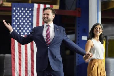 JD Vance's Motorcade Arrives At CBS News Broadcast Center