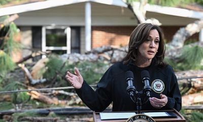 ‘People are giving, sharing’: Augusta comes together as Kamala Harris surveys damage