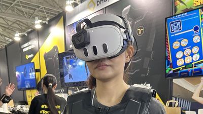 Piloting a mech in VR while wearing a bHaptics suit showed that full-body haptic immersion might not be that far off