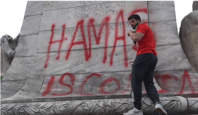 Protester sprayed ‘Hamas is comin’ at a pro-Gaza rally. He was turned in by a gym buddy