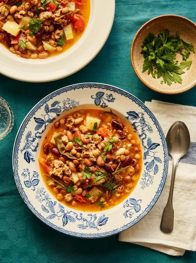 Rachel Roddy’s recipe for bean stew with lots of herbs