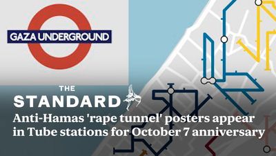 Anti-Hamas 'rape tunnel' posters appear in London Tube stations for October 7 anniversary