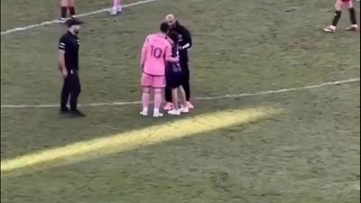 Watch: Lionel Messi's bodyguard makes darting run to intercept pitch invader, Argentine intervines
