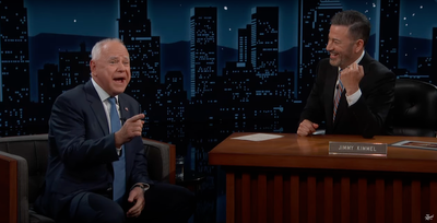 Tim Walz reveals to Jimmy Kimmel the weird name Kamala Harris is listed under on his phone