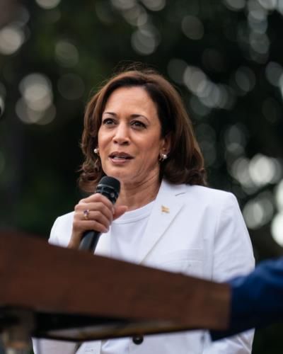 Vice President Kamala Harris Shares A Beer With Stephen Colbert