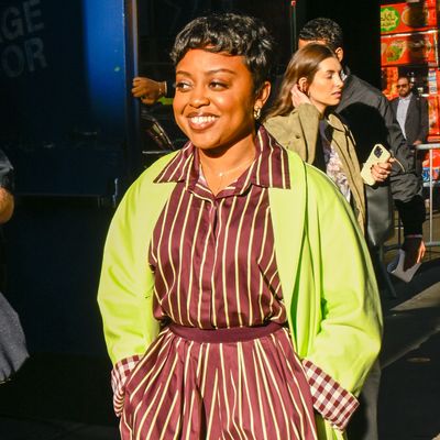 Quinta Brunson Pairs Burgundy and Brat Green for a Fall Color Trend Combo I Can't Stop Thinking About