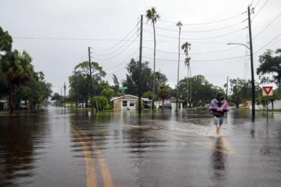 Hurricane Force Winds Cause Water To Push Through Building Wall