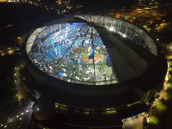 Hurricane Milton rips off the roof of MLB’s Tropicana Field, home to the Tampa Bay Rays