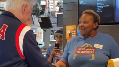 Heart-warming moment Bill Clinton surprises voters in McDonald's and Baptist church on trail for Kamala Harris