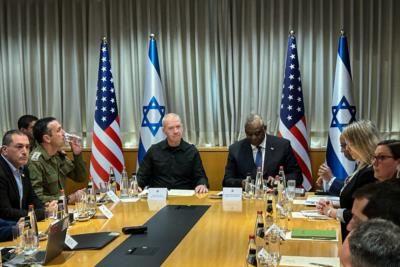 Israel's Minister Of Defense Briefs US Secretary Of Defense