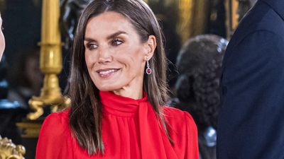 We're bookmarking Queen Letizia's red midi dress and matching kitten heels look for our festive outfit inspiration this year - her style is so timeless and classic