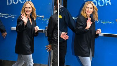 Kate Winslet's skinny jeans, toffee-toned Chelsea boots and big blazer looked effortless and elegant all at once