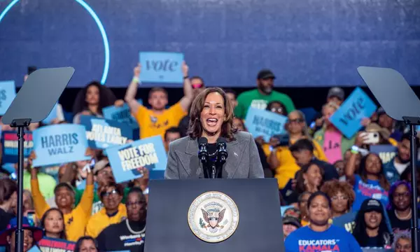 Trump insists on calling Capitol attack a ‘day of love’ as Kamala Harris visits church in Georgia – live