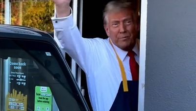 Donald Trump works in McDonald's on campaign trail - and says Kamala Harris 'never has'