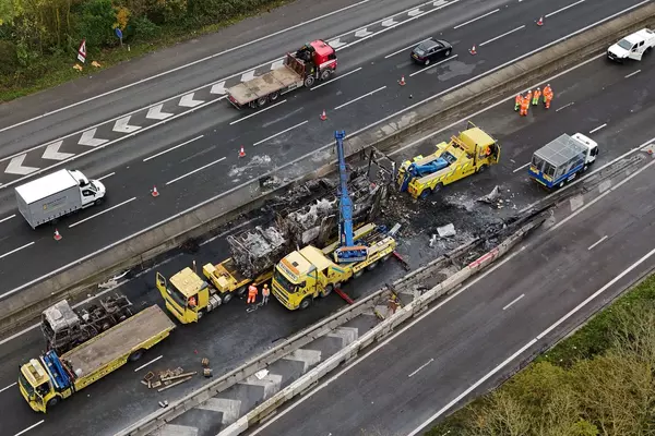 Tesco lorry fire causes long delays on M25