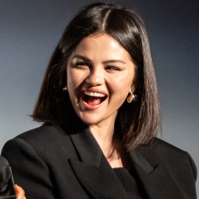 Selena Gomez Showcases Her Surprise Lob Haircut With Chunky Gold Earrings and a Girl Boss Blazer