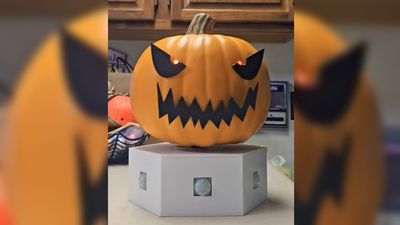 This creepy Raspberry Pi jack-o-lantern turns to face anyone who walks by