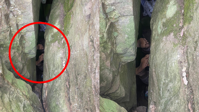 23 Y.O. Got Stuck Upside Down Between 2 Boulders For 7 Hours While Trying To Retrieve A Phone