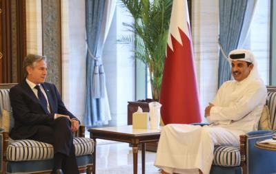 Qatar's Emir And US Secretary Of State Discuss Regional Issues