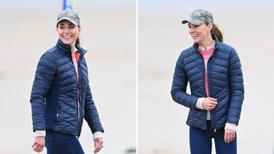 Kate Middleton proved snuggly can still be stylish in her baseball cap, padded jacket and pretty pink Fair Isle jumper look