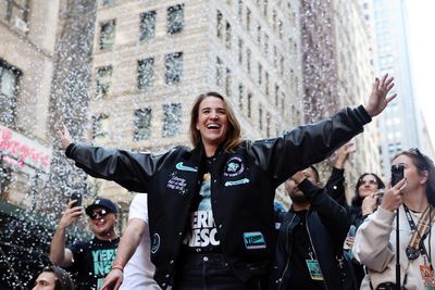 Sabrina Ionescu wore a sick custom jacket to the Liberty’s parade