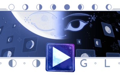 Lunar Google Doodle and card game honor October's last quarter moon